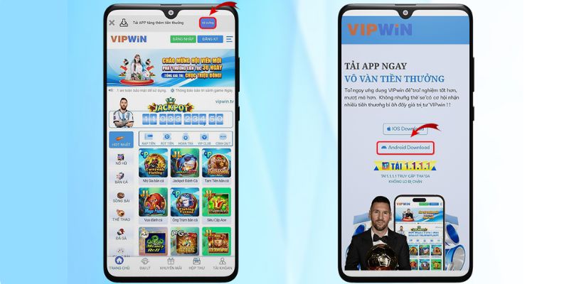 Tải ứng dụng Vipwin với điện thoại Android siêu dễ